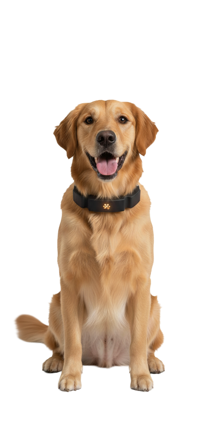 Golden retriever wearing the ToughTail Guidance Collar